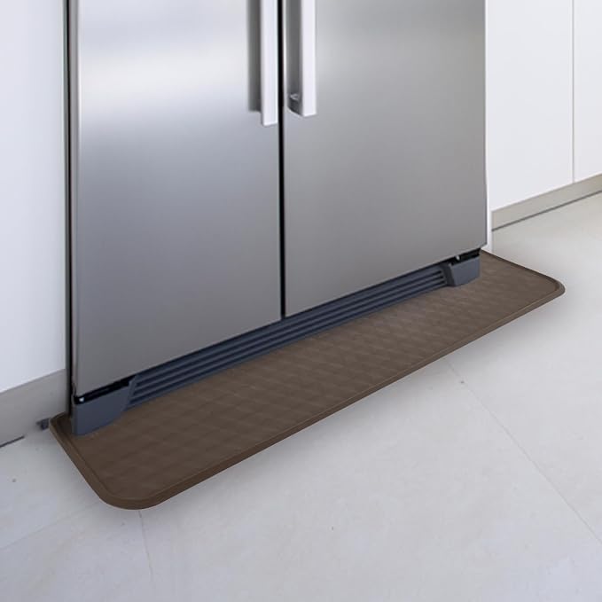 Refrigerator Mat, Washing Machine Spill Liner, Drip Tray and Leak Catcher Mat, Fridge Mat Prevent Water Leakage and Floor Damage from Elecrical Equipment Heavy Duty 37.5'' x 8.5'' Brown