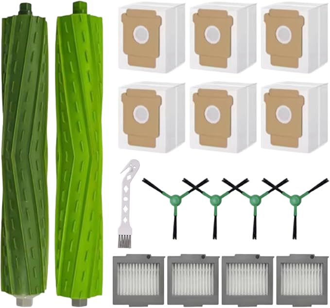 Eagles 17 Pack Replacement Parts Accessories Compatible with iRobot Roomba Max 705 Vac/Plus 504 Vac Robot Vacuum, 2 Rubber Brush, 4 HEPA Filter, 4 Dust Bag, 6 Side Brush, 1 Cleaning Brush
