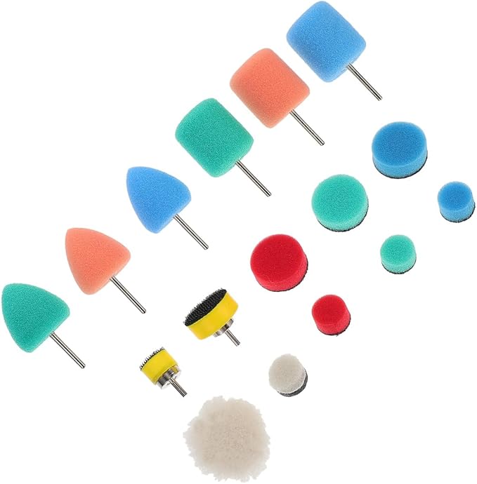 OUNONA 16pc Car Polishing Pads Kit Sponge Buffer Wheels Car Brush Set Buffing Discs Auto Detailing Kit