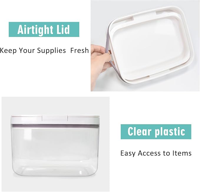 Pensino Laundry Pods Container Laundry Pod Holder with Lid, Laundry Room Storage Container for Detergent Pods Laundry Powder Scent Booster Container with Scoop (2 Pack)
