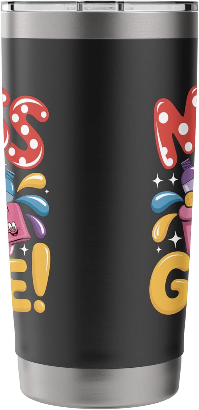 Mess Be Gone Fun Cleaning Supplies Cartoon Art Stainless Steel Insulated Tumbler
