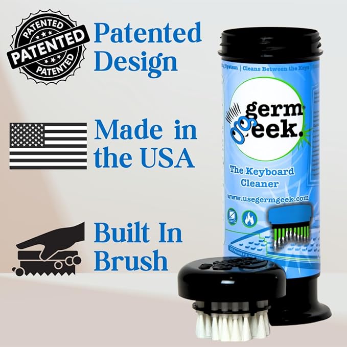 Germ Geek Keyboard Cleaning Brush Set - Multi-Purpose Electronics Cleaner for Laptop, Phone & AirPods - USA Made Premium Cleaning Kit - Universal Computer Cleaning Tool - Refill
