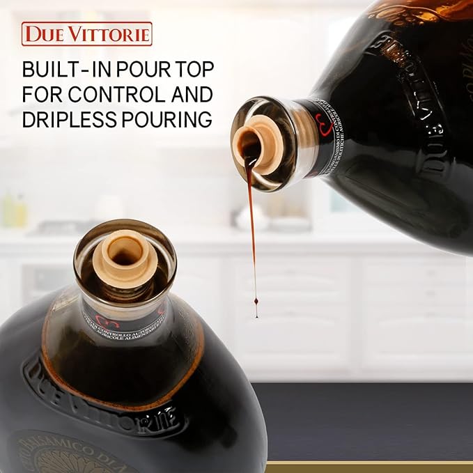 Due Vittorie Oro Gold, Barrel Aged Balsamic Vinegar of Modena IGP with Built in Pourer, All-Natural, Extra Dense Premium Vinegar Aceto Balsamico di Modena IGP Italy - 8.45fl oz / 250ml - Pack of 2