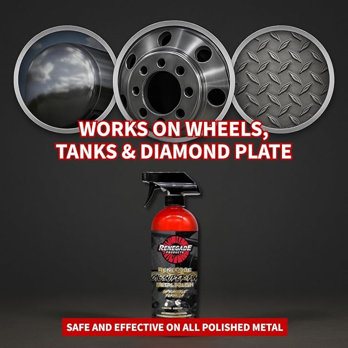 Renegade Products USA | Q16 Extra Fine Sprayable Metal Polish - High-Gloss Finish for Aluminum, Stainless Steel, & More - 16 oz