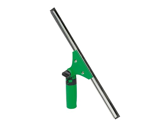 Unger Commercial ErgoTec® SwivelLoc Squeegee Handle, 0° Angle, Green/Black, Case of 5 – Ergonomic Swivel Handle for Low Window Cleaning LS000