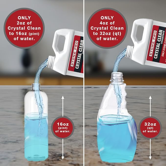 StonePro Crystal Clean - PH Neutral Cleaner for Stone Surfaces (Ready-To-Use Spray, 16 oz)