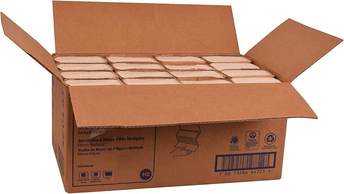 Tork Multifold Hand Towel, Natural White, H2, Universal, 3-Panel, Disposable, 100% Recycled Fibers, 1-Ply, 16 x 250 Sheets, 420483