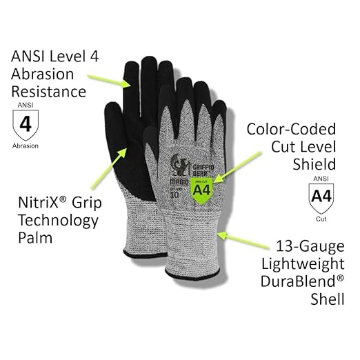 MAGID Griffin Gear ANSI A4 Liquid Repellent Nitrile Work Gloves, 1 Pair, Size 6/XS, GPD455