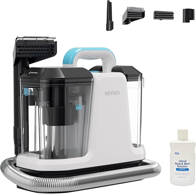 Upholstery Cleaner Machine & Carpet Cleaner | Portable Spot Cleaner with Strong Suction and Scrubbing Brush for Pet Stains, Spills on Couches, Rugs, Mattresses, Car Interiors