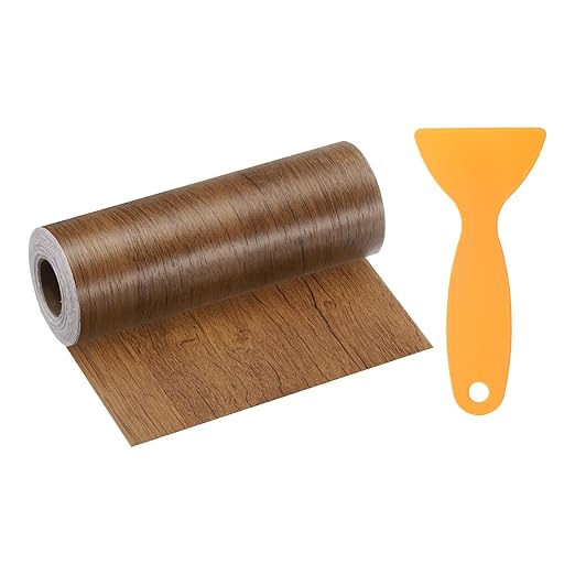 HARFINGTON Wood Grain Repair Tape 6 Inch x 33ft Self Adhesive Repair Patch Tape Simulated Wooden Floor Tapes with Plastic Scraper for Tables Doors Windows Furniture, Brown Wood