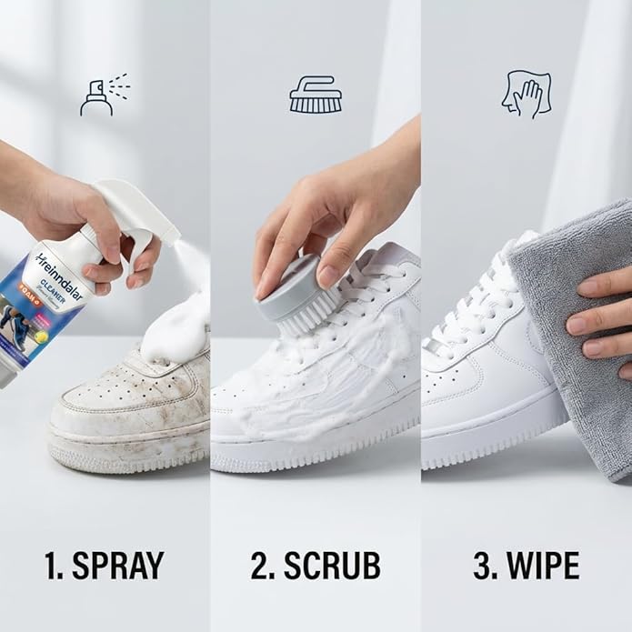 Sneaker Cleaner with Detachable Brush | 2-in-1 Foam Formula Whitens Yellowed Soles & Conditions | Gentle Stain Remover for Leather, White Sneakers, Canvas, Suede & Fabric