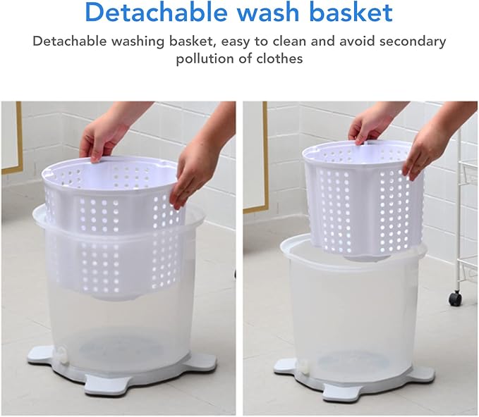 Portable Mini Washing Machine, 1200RPM Fast Dry Manual Hand Clothes Washer, Small Clothes Folding Washing Machine for Underwear Baby Clothes Socks (Nordic Grey)