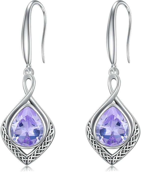 PELOVNY Celtic Knot Filigree Earrings for Women 925 Sterling Silver Moss Agate/Birthstone Infinity Earrings Birthday Christmas Jewelry Gifts for Mom Daughter Wife Sister
