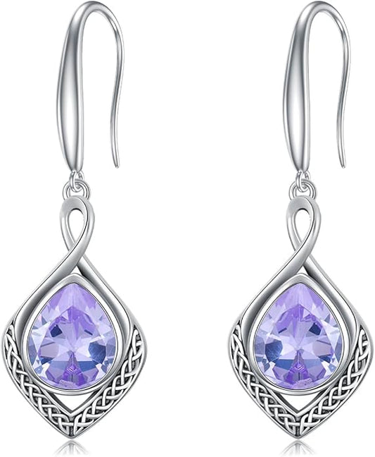 PELOVNY Celtic Knot Filigree Earrings for Women 925 Sterling Silver Moss Agate/Birthstone Infinity Earrings Birthday Christmas Jewelry Gifts for Mom Daughter Wife Sister