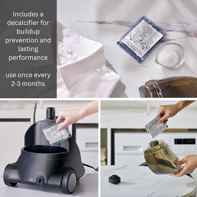 SALAV GS18-DJ Standing Garment Steamer with Roll Wheels for Easy Movement, 1.8L Water Tank for 1 Hour Continuous Steaming, Adjustable Pole for Storage, Includes Descaler Packet, 1500 watts