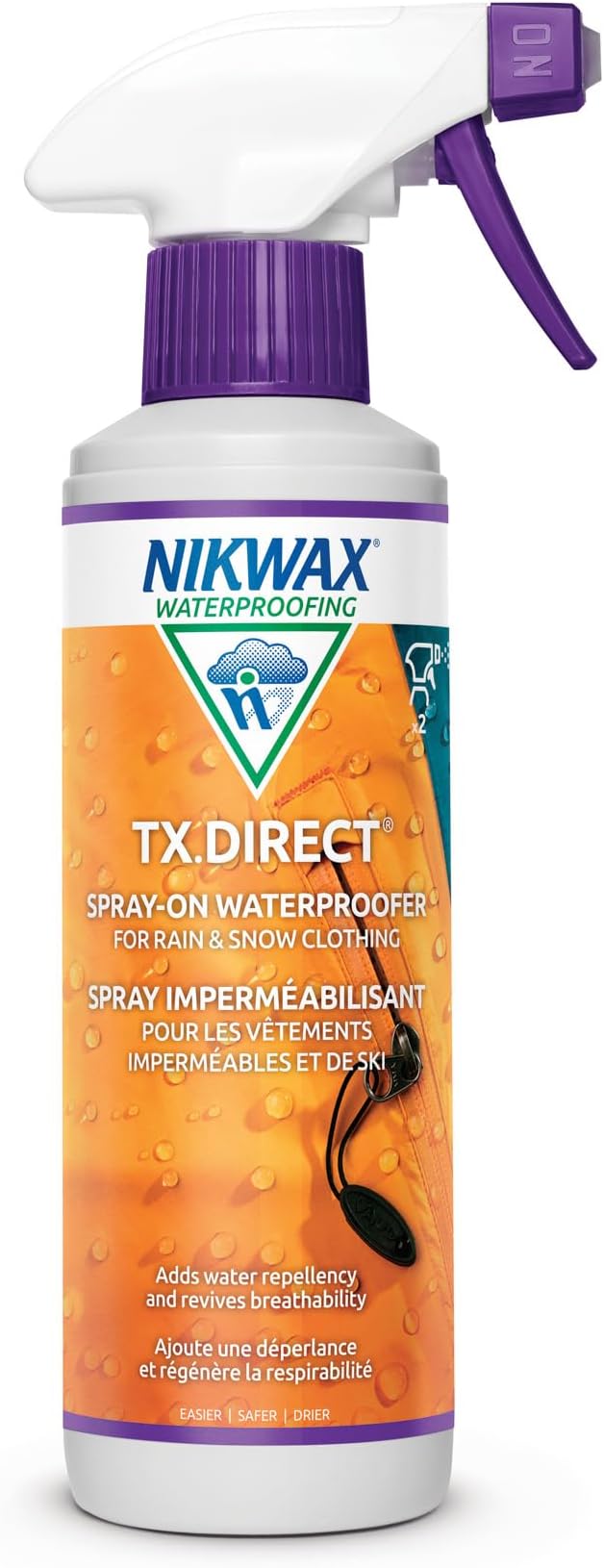 Nikwax TX.Direct Spray-On Waterproofing, 300ml, High Performance Waterproofing Renewal Treatment Restores DWR Water Repellency in Jackets, Outerwear, Rain, Ski and Snow Gear