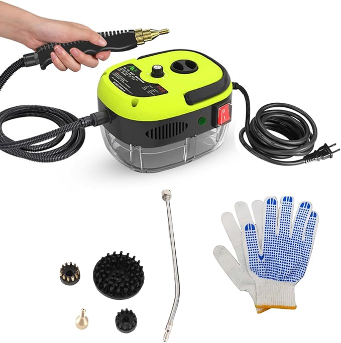 Steam Cleaner, 2500W Portable Steam Cleaner, High Temperature Pressurized Steam Cleaner Carpet Cleaner Machine for Deep Cleaning Floors, Car, Upholstered Furniture, Bathroom, Windows and More (Yellow)