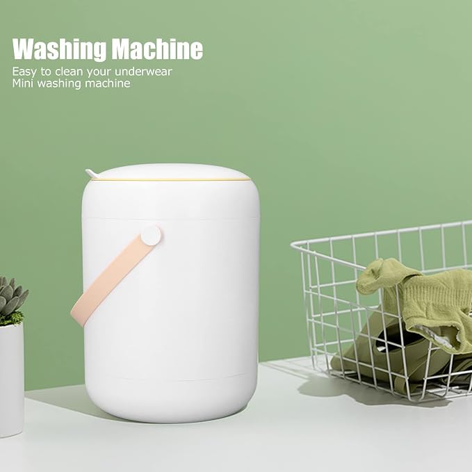 Portable Mini Washing Machine, Compact 3L Ultrasonic Turbine Washer with Auto Shut Off Gravity Drain Cover for Apartment RV ABS White 8.5 x 6.1 in