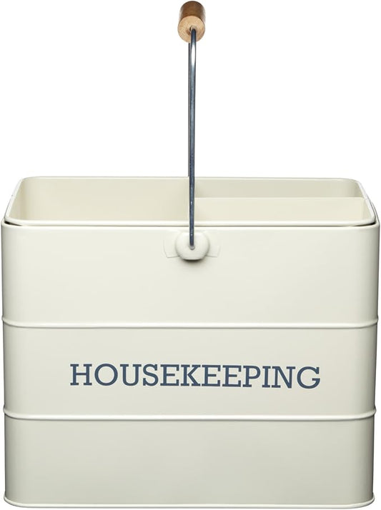 Living Nostalgia KitchenCraft Metal Cleaning Caddy, 33 x 21 x 26 cm - Antique Cream