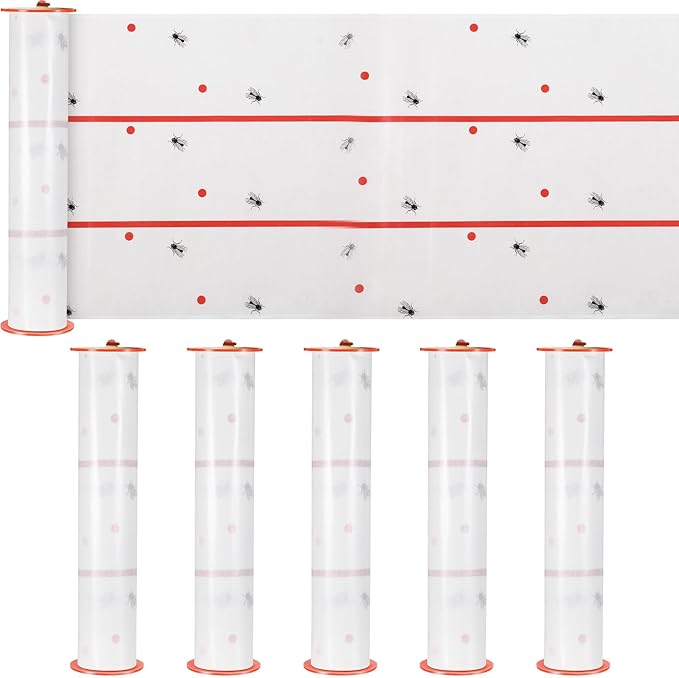 Qualirey Giant Sticky Fly Traps, Fly Strips for Indoor Outdoor Hanging Flying Tapes Non Toxic Ribbon Fruit Gnat Killer for Mosquito Plants House Horse Stable(30 ft,White,2 Pcs)