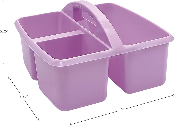 Teacher Created Resources Lavender Portable Plastic Storage Caddy 6-Pack for Classrooms, Kids Room, and Office Organization, 3 Compartments (TCR2088745)