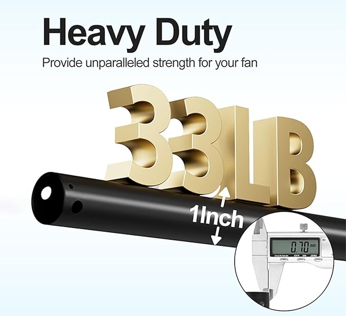 24 INCH Ceiling Fan Downrod With Extended Wires,1 inch Outside Diameter, Extension Rod Only Ceiling Fans Compatible, Not Threaded(Black)