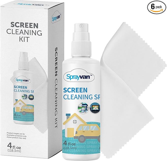 Screen Cleaner Spray -4oz Streak-Free TV Screen Cleaner Spray and Microfiber Cloth kit, Computer Screen Cleaner & Car Screen Cleaner for Flat Screen, TV,Laptop,Electronic Devices and Car