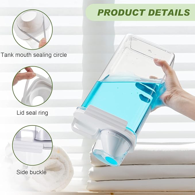 Tanlade 4 Pcs Laundry Detergent Dispenser, 78 oz Scent Booster Beads Dispenser with Lids, Suitable for Laundry Beads, Oatmeal, Pet Food, Clear