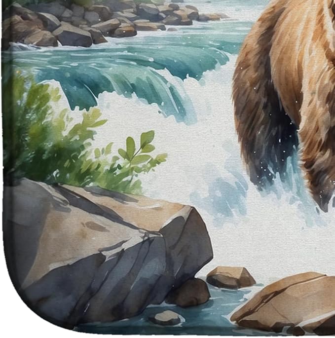 Caroline's Treasures Alaskan Wilderness Grizzly Bear Dish Drying Mat Absorbent Dish Drying Mat Pad for Kitchen Counter Dish Drainer Mat for Countertop, 14 x 21", Multicolor