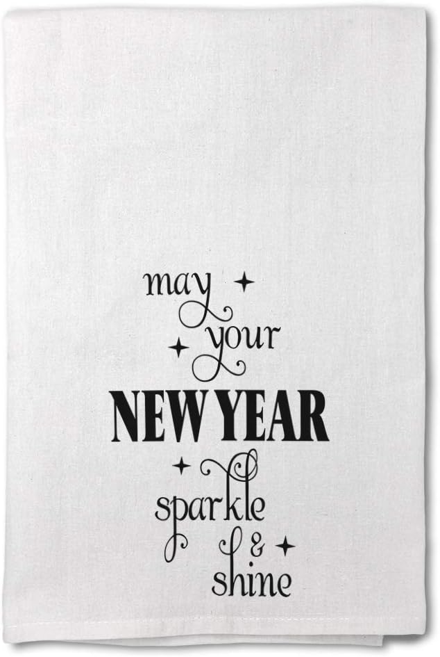 Style In Print Custom Decor Flour Kitchen Towels May Your New Year Sparkle & Shine Holidays and Occasions Holidays and Occasions New Year's Day Cleaning Supplies Dish Towels Design Only