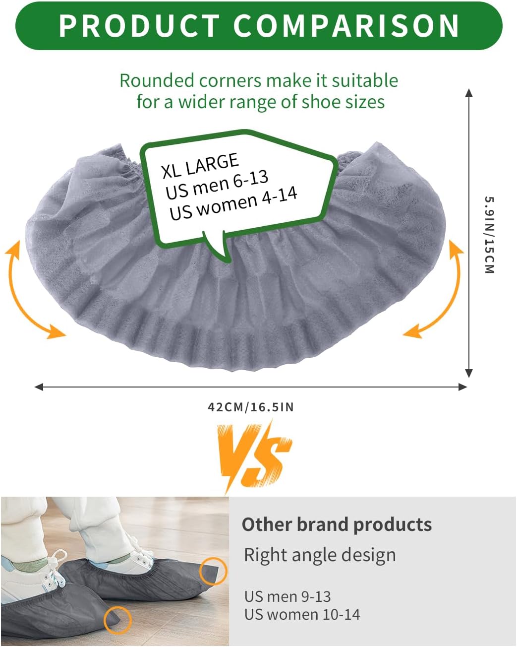 50Pcs(25 Pairs) Non-Woven Shoe Covers Disposable Non Slip for Indoors, Breathable | Durable | Boot Covers, Fits Up to Size 13 US Men (Gray)