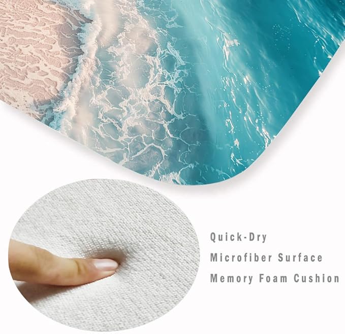 WODEJIA Non Slip Bath Rugs Sponge Foam for Bathroom,Flannel Mat Rug for Living Room, Absorbent Water Clearance MatS for Forlaundry Room and Kitchen, Beach Decor Welcome Mat 47x18 Inches