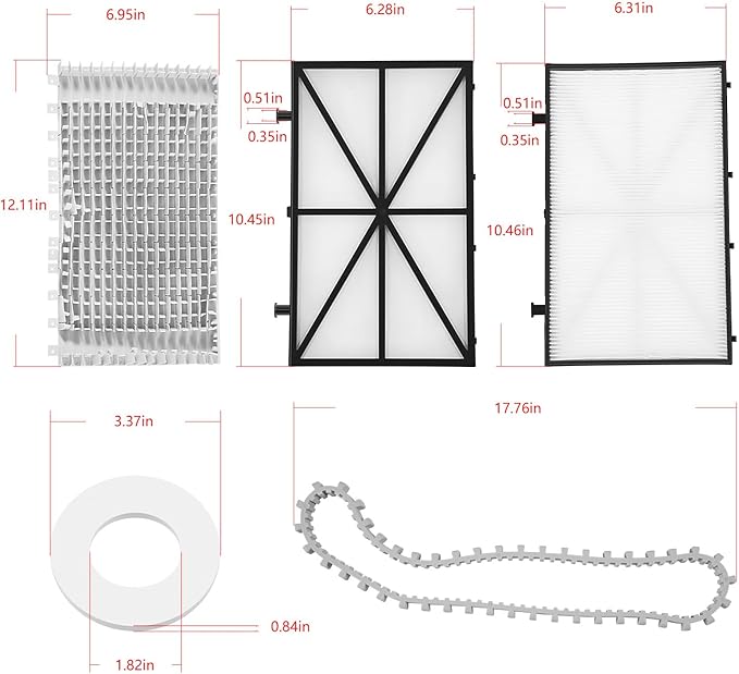 Tune Up Rebuild Kit Replacement Parts w/ 9991433-R4 Ultra Fine Filter Panels, 6101641-R2 Grey Brushes, Climbing Rings, 9985006-R2 Tracks For Maytronics Dolphin Nautilus CC Plus Robotic Pool Cleaner