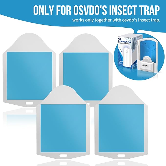 OSVDO Trap Refills, Flying Insect Trap Refills Kit NO Device - 10 Pcs Glue Cards, Each Glue Card Lasts up to 35-Day or Until Full (10 x Refills), White