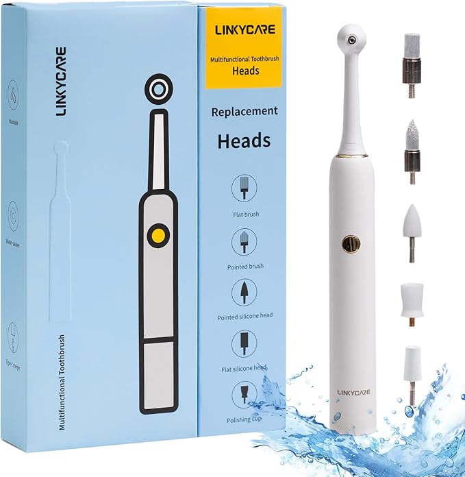 Household Oral Care Tooth Polisher Electric Dental Calculus Remover with 5 Replacement Heads,USB Rechargeable,IPX7 Waterproof,Dental Calculus Plaque Remover for People