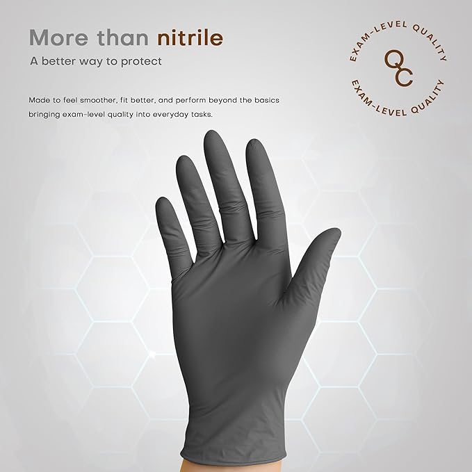 SUP Disposable Nitrile Exam Gloves, 5 Mil Powder-Free Latex-Free Food Safe for Medical Cooking Prep Cleaning, Black 750 Count