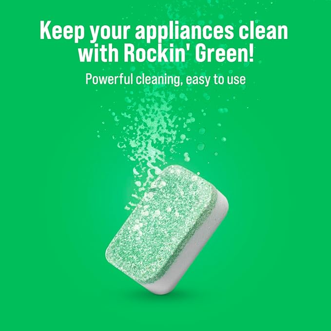 Rockin' Green Laundry Detergent Active Wear 90 Loads Unscented (45 Oz) and Washing Machine, Dish Washer and Garbage Disposal Cleaning Tablets (24 Pack) - Natural Laundry Detergent Powder, Odor Fighter