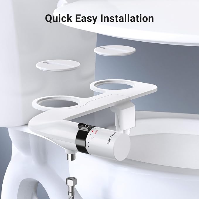Bidet Attachment for Toilet Seat Sprayer - Non Electric Dual Nozzle with Cold Water - Self Cleaning Toilets Bathroom Spray for Butt Wash - Easy Slim Adjustable Pressure Control Rv Bidets Gifts