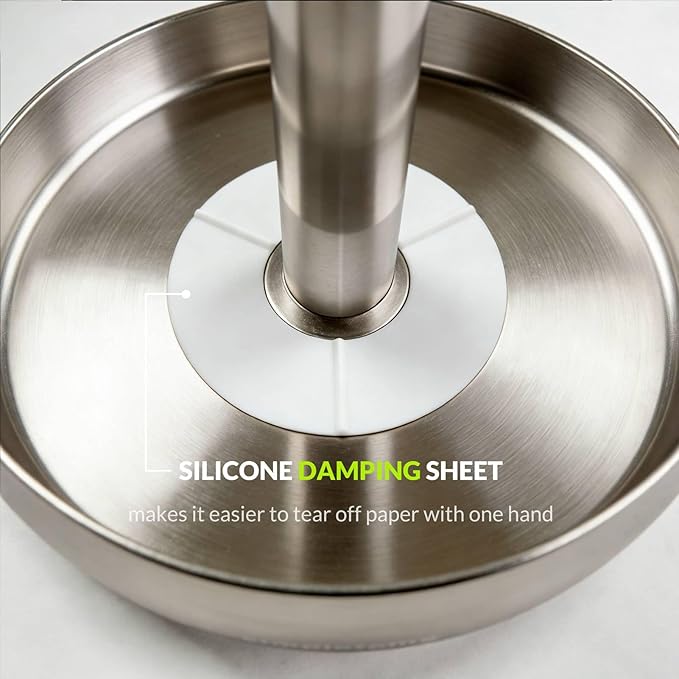 simpletome Heavy Duty Paper Towel Holder Countertop Prevent Kitchen Paper from Unraveling (Brushed Stainless Steel)