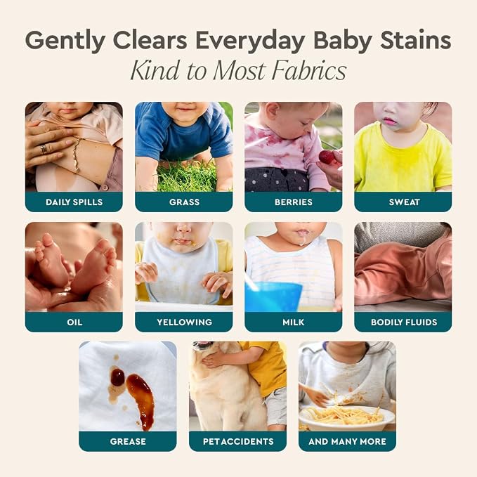 Puracy Stain Remover, Travel and Laundry Stain Cleaner for Clothes, Baby Essentials, Kids Stains, Oil and Fabric Spot Cleaner (Baby Stain Remover Spray, 16 fl oz)