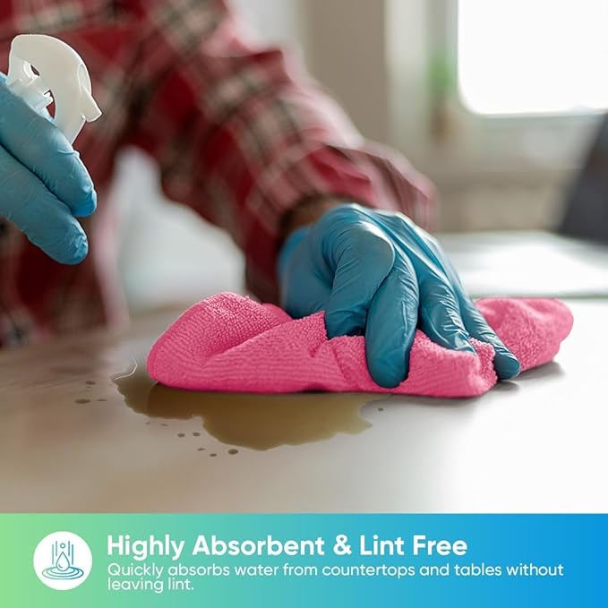 HOMEXCEL Microfiber Cleaning Cloth, 12 Pack - Ultra-Soft, High-Density Lint Free Cleaning Towels for Cars, Windows, Glass, Kitchen, Bathroom & Delicate Surfaces, Machine Washable Reusable Rags