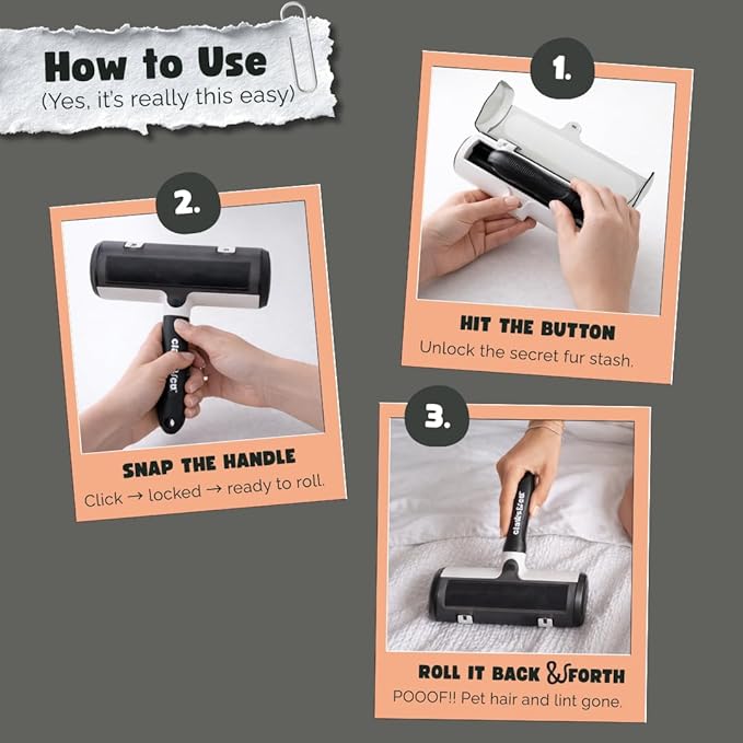 Claws & Co. Pet Hair Remover Roller: USA Owned Brand – Magic Pet Hair Removal Tool for Dog and Cat Hair – Reusable Lint Remover Roller Works on Clothes, Couches, Carpets and Car Seats