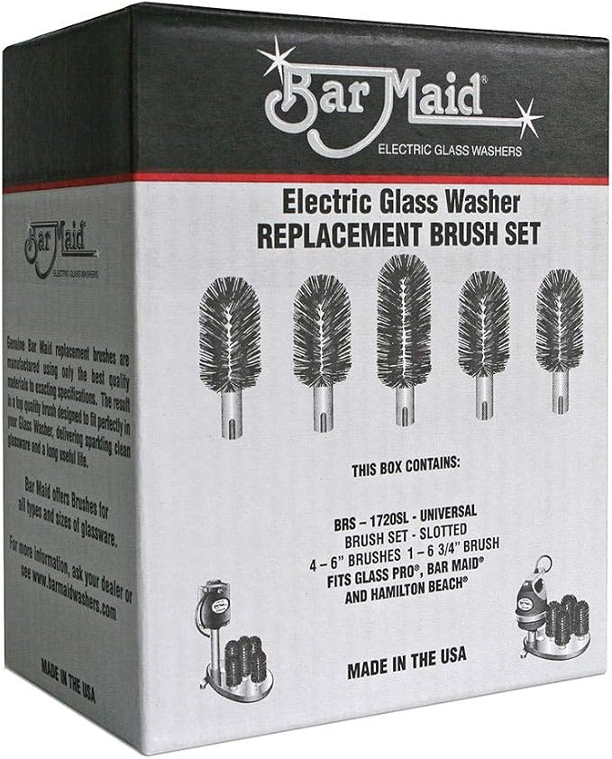Bar Maid 5-Piece Universal Slotted Brush Set for All Glass Washers