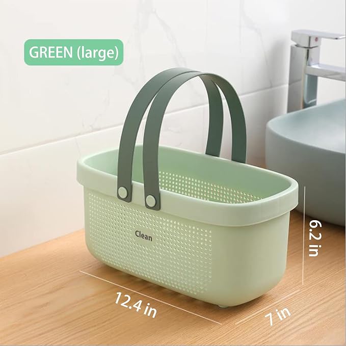 JiatuA Portable Shower Caddy Basket Cleaning Supplies Organizer with Handles Tote Storage Bin for Bathroom Kitchen Bedroom College Dorm, Under Sink, Garden, Green & Gray