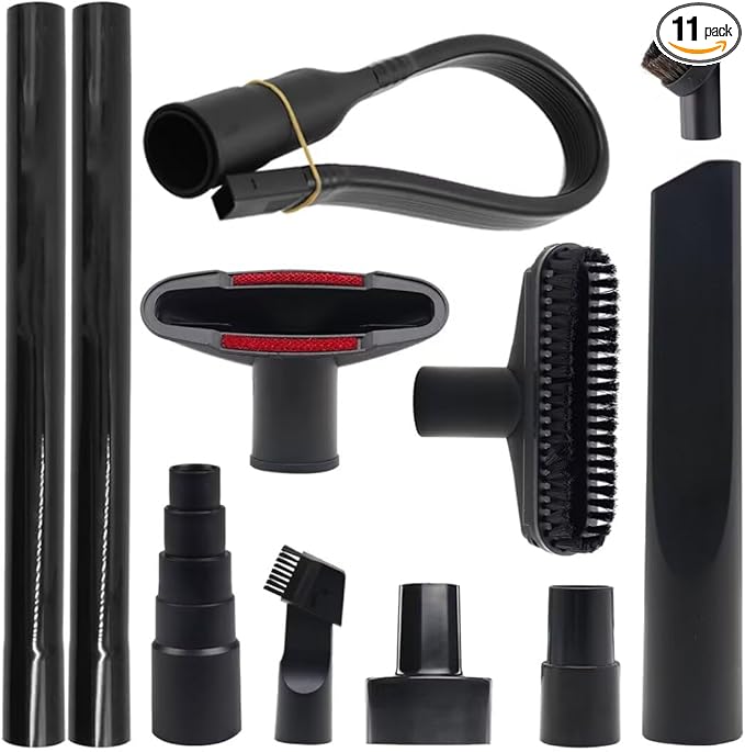 Vacuum Attachments for Shop Vac Attachment Accessories, 1 1/4" to 2 1/2" Vacuum Cleaning Accessorie Kit, 1" to 1 7/8" Hose Adapter Vacuum Extension Wands Attachment, Set of 11