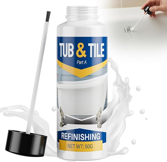 Tub and Tile Paint, 1.8 oz Bathtub Paint for Bathtub, White Touch Up Paint for Sink, Bathroom and Toilets, Water Based & Low Odor, Semi-Gloss white, 2.5-3sq.ft(No Need Part B)