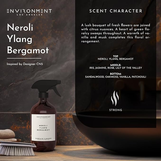 ENVIRONMENT Inspired by Designer Perfume CN5 Surface Cleaner, 16oz Luxury Surface Cleaner (Neroli | Ylang | Bergamot) Home Essentials, Scented Cleaning Products, Vegan & Cruelty-Free