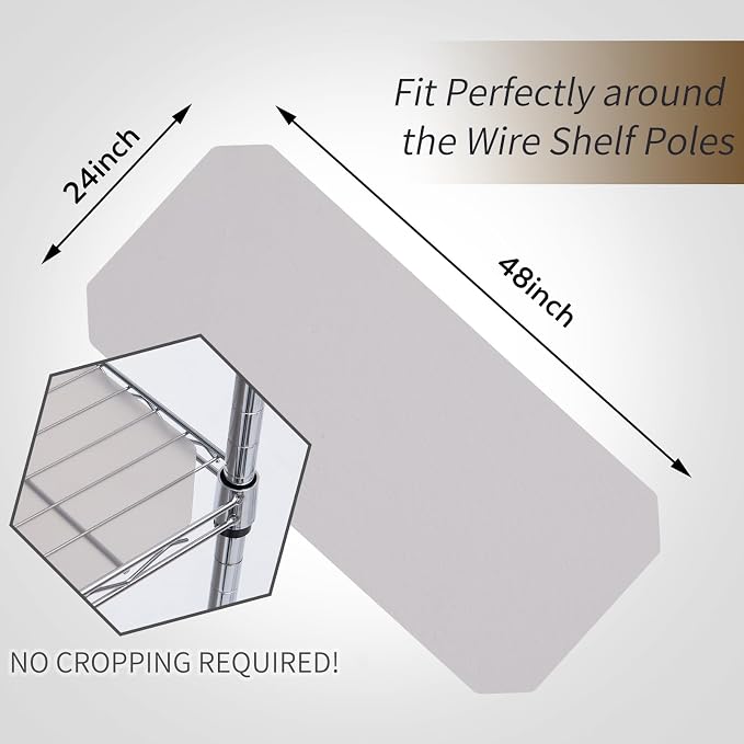 Poofzy Wire Shelf Liner 24" X 48", Non-Adhesive Plastic Shelf Liners for Wire Shelving, Waterproof Protector Mats (4PK, Gray)