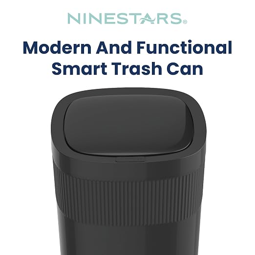 Ninestars Touch Tap & Motion Sensor Trash Can for Kitchen and Bedroom, 13 Gal 50L High-Grade ABS Body (Rectangular, Black)