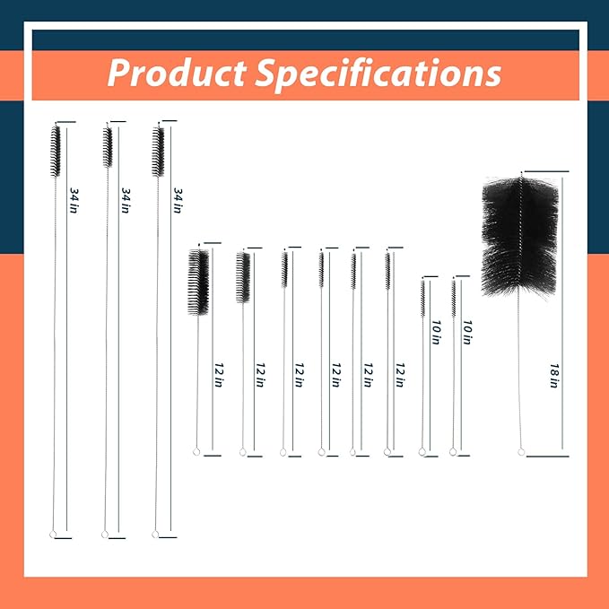 12Pcs 61820 Car Engine Cleaning Brush Kit Motor Alternators Bay Stainless Steel Wire Long Nylon Polishing and Cleaning Brushes Set Tool